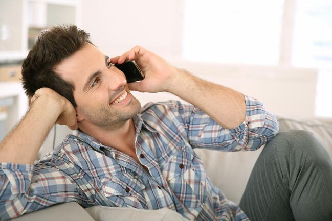 Feeling excited, a man will talk to a woman on the phone for a long time